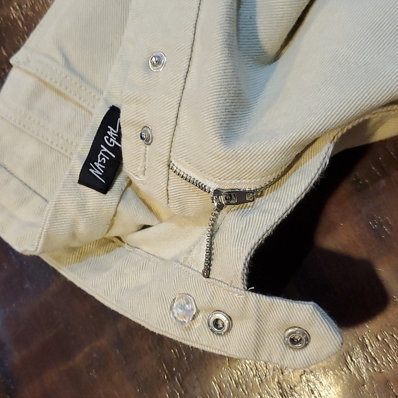 DENIM NASTY GAL CREAM WIDE LEG    JEANS GAUCHOS SIZE UK 14 EU 42 - Picture 10 of 10